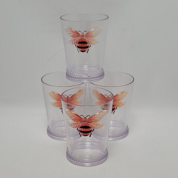 Rachel Ashwell The Prairie Collection Queen Bee Tumblers Set Of 4 Plastic Cups - Picture 1 of 11